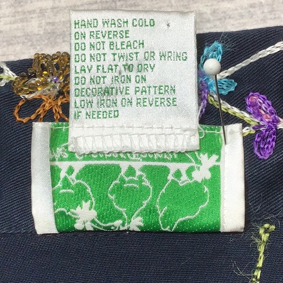 🪿Quacker Factory Black Floral Beaded Embroidered Button Front Turquoise Trim - Picture 5 of 11